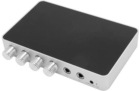 Mezclador de Sonido de Karaoke, Entrada y Salida HDMI CVBS de Vídeo 4K, Entrada de 2 Micrófonos, Soporte de Altavoz Integrado, para Televisores, Decodificadores, Proyectores,