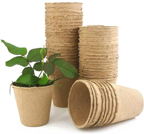 Quickdraw 15 x Fibre Plant Pots – Biodegradable Organic Compostable Seedling Starter Pot – Eco-Friendly Sustainable Gardening Seed Growing H8cm x D8.5cm