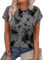 Aokosor Womens Summer Tops Floral Printed Short Capsleeve Shirts Crew Neck Casual Short Sleeve Grey Dyeing Tops Plus Size 22-24 for UK