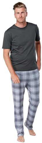 The Essentials Wardrobe Mens TEW Long Pyjamas - Dark Grey/Grey - Large