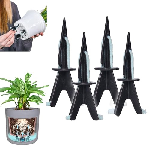GreenShip 4-Pack Patented Self-Watering Spikes – DIY Plant Watering System for Indoor Plants, Fits Grower Pots, Reuse Containers, Automatic Self-Watering Stakes (Medium)