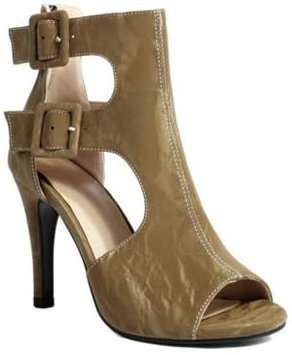 Donna Tacco A Spillo Alto Décolleté da Vestito con Cerniera Peep Toe Sandali Estivi Finta Pelle Scamosciata Stivali Corti con Doppia Fibbia,Marrone,45 EU