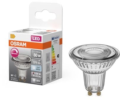 Osram LED-Spot Reflektor Superstar PAR16 80 dimmbar, 4000 K neutralweiß, 6,1 W, GU10, 36°, 575 lm, 15.000h, für Spotbeleuchtung, Geschäfte