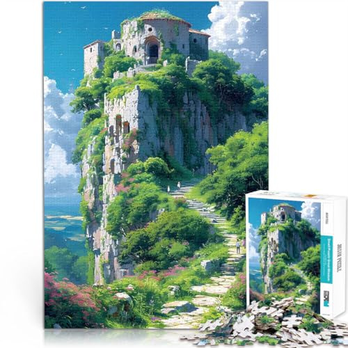 Puzzle 1000 Teile für Teenager Pädagogisches Spielzeug zum Stressabbau Landschaft im Ghibli-Stil Lernspiel für Geburtstag, Weihnachten52x38cm