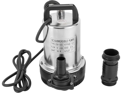 12V-DC-Tauchpumpe mit 160W Leistung, Edelstahl-Tiefbrunnenpumpe/Drucktauchpumpe, Geräuscharmes Garten-Wasserpumpen-System mit 3000L/h Förderleistung