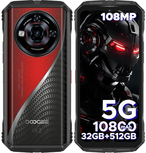 DOOGEE S118 Pro 5G Téléphone Portable Incassable, 32GB+512GB/2TB, D7050, 6.6 FHD+/120Hz, 10800mAh/33W, 108MP AI Triple Caméra, Android 14 Smartphone Incassable,BT5.2/WIFI6/NFC/Octa-Core/Dual SIM/IP68