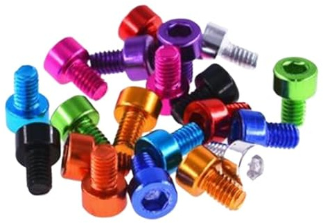 10 Stück Aluminiumkopfschrauben DIN912 M2 M2.5 M3 M4 M5 M6 Eloxierte bunte Aluminium-Innensechskant-Maschinenschrauben(Red,M2X6)