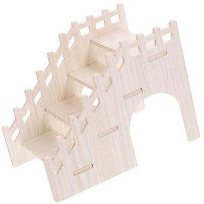 DIKACA Holzleiter für Kleintiere Spielzeug zum Klettern für Hamster Meerschweinchen und Andere Haustiere Versteck und Plattform für Haustiergehege