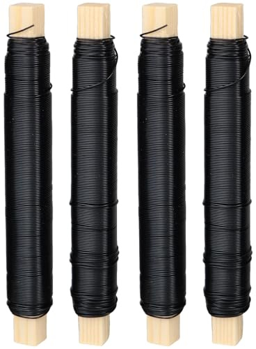 YUEVER Blumendraht Verzinkt Schwarz, 4pcs Basteldraht 0.65mm 35m Bindedraht | Wickeldraht Für Weihnachten Strohkranz, Feste Pflanzen,Garten und Blumendraht zum Basteln.