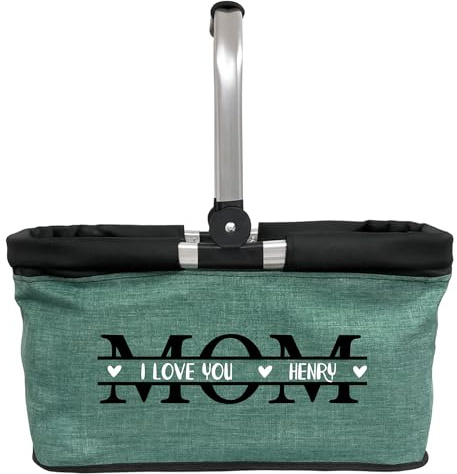 AMBERGER DESIGN by A&M Osterhage amd Personalisierter Einkaufskorb MOM mit KinderNamen – Geschenk für Mamas – faltbar, praktisch, groß – ideal für Geburtstag, Weihnachten oder zur Geburt