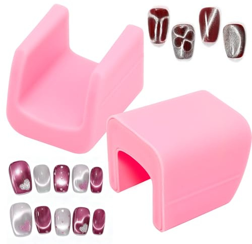 2Pcs Cat Eye Magnet for Nails | Professional Nail Polish Magnet Tool for French, Wide & Side Cat Eye Effects | Ergonomic Groove & Non-Slip Design | Portable for Salon and Home DIY Use