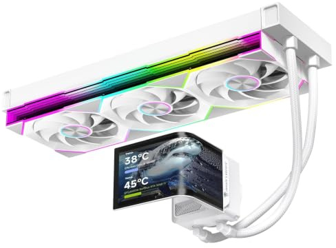 TZMRIT CA360 ARGB AIO 360 mm AIO Schermo curvo AMOLED da 6,67 Effetto anamorfico 3D Regolabile Raffreddamento ad acqua AIO 360 mm, 320 W TDP, per Intel LGA 1851/1700 AMD AM5/AM4 (WH)