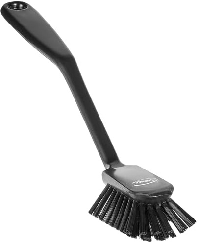 Spülbürste mit Schabkante 280 mm – Mittlere Borsten – Schwarz – Lebensmittelgeeignet, FDA-konform