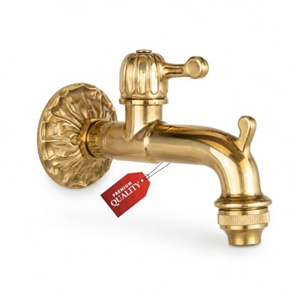 OWIJI Rubinetto Giardino Fontana Vintage Antico in Ottone Resistente 1/2 Pollice Leva con Rompigetto Tubo Singolo Rubinetti da Esterno Cucina Bagno Installazione Facile