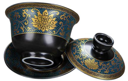 Veemoon Taza de Té de Cerámica Tipo Sopera Clásica y Decorativa para Hogar y Restaurante, Multiuso, Estilo Vintage, 1 Set