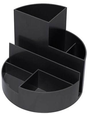 Maul Schreibtisch Organizer MAULrundbox Ø14x12,5cm | Organizer mit 6 Fächern | Stiftehalter für Stifte, Marker und Schere | Stifte Organizer für Büro und Schreibtisch | Schwarz
