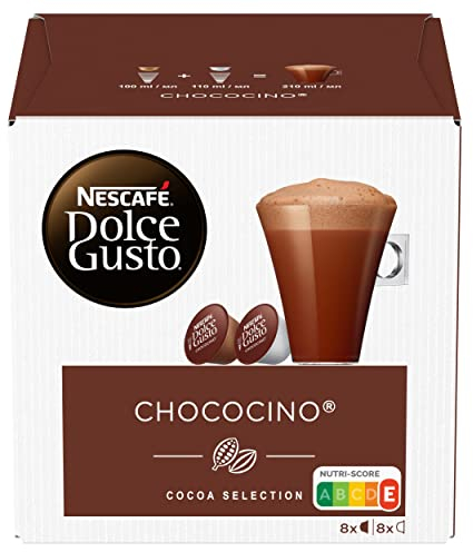 NESCAFÉ Dolce Gusto Chococino - Cápsulas de Café, 16 cápsulas (1 x 16) - 8 tazas de café (2 cápsulas por taza) - Bebida chocolateada - Originales para cafeteras Dolce Gusto