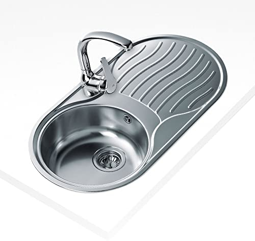 Teka DR-80 1C 1E - Fregadero, 1 Cubeta y Escurridor, para Mueble de 45cm, Cubeta de Acero Inoxidable, Fácil Instalación, Diseño Moderno, Color Acero Inoxidable