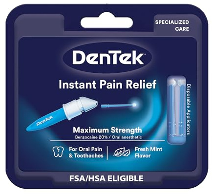DenTek Instant Oral Pain Relief with Benzocaine for Toothache Pain Relief, 50 Disposable Applicators