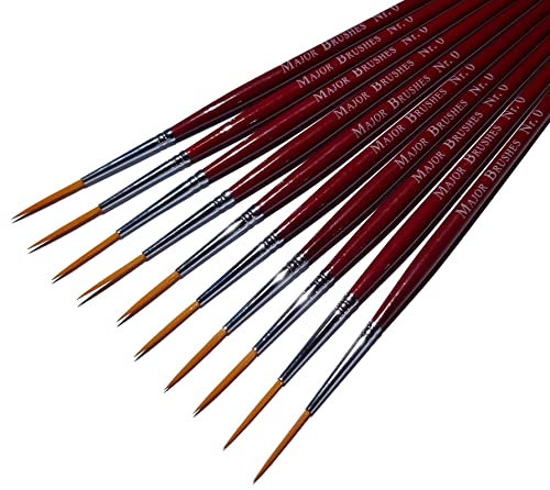 Major Brushes Synthetic Rigger Brush Size 0 - Pack of 10
