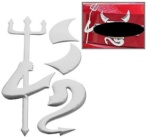 Aufkleber Sticker Silber Chrom 3D Emblem Teufel Devil Auto Motorrad Styling