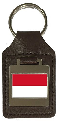 Schlüsselanhänger aus Leder mit Monaco City Monaco Flagge