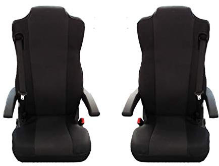 Texmar Sitzbezüge für Mercedes Actros MP4 LKW, Stoff, passgenau, Schwarz, 2 Stück