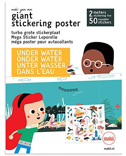 Makii Giant Stickering Poster: Reusable Sticker Book for Toddlers, Hours of Stickering Fun for Kids - Reusable Stickers Can Also Be Used on Windows and Walls