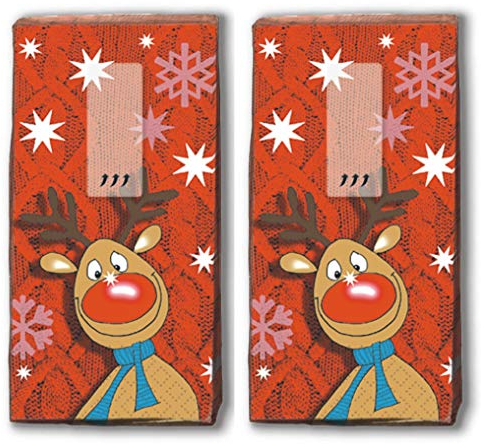 20 Taschentücher (2x 10) Taschentücher Mit der roten Nase/Rentier / Winter/Weihnachten