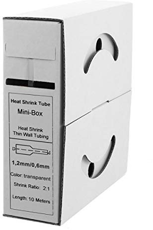 Offgridtec 10m Schrumpfschlauch mit Kleber 1,2 mm > 0,6 mm, Schrumpfrate, Dual-Wand, Halogenfrei, Flammhemmend, Wasserdichte Kabelisolierung, Leicht zu Schneiden, Inklusive Spenderbox, transparent