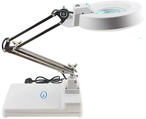 Lampe loupe LED en métal - Bras pivotant - Grossissement de 5 x 10 x 15 x 20 x - Pince industrielle réglable - Pour aide à la lecture - Entretien électronique, inspection de maintenance, bureau et