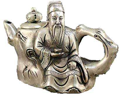 Fashion158 Artigianato Bronzo Ottone Placcato Argento Vaso Decorazione teiera brocca Decorazione Li Baihu