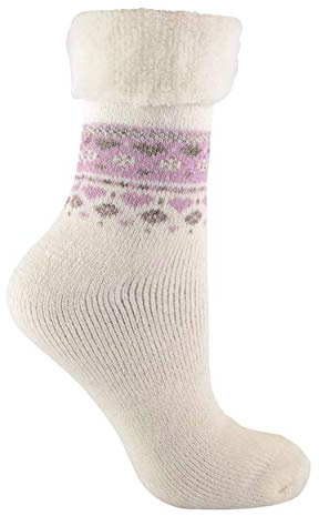 Sock Snob - Ladies Turn Over Top Warm Thermal Winter Nordic Wool Blend Home Bed Socks