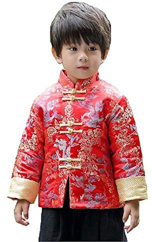 Hooyi Garçons Chinois Costume Traditionnel Vêtements Enfants Manteau Matelassé Chinois Tenue Printemps Festival Garçon Survêtement