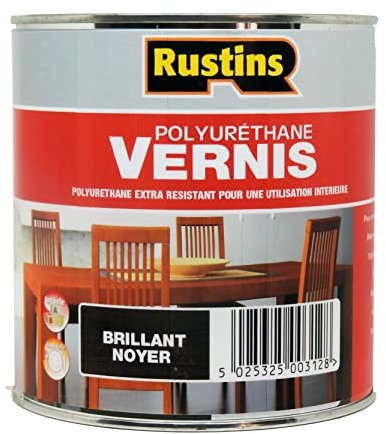 Rustin's - Vernis brillant polyuréthane pour bois intérieur - Noyer - 250 ml - 3.5 m²