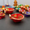 Saudeep India Diwali Diyas | Traditionelle handgefertigte Diya aus Terrakotta | Mitti Deepak Dekoration für Diwali | Diya für Puja | Diwali Home Decoration (4er Set)