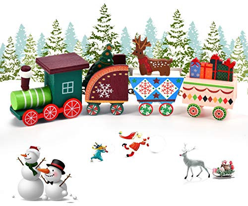 EKKONG Weihnachtszug Decor Spielzeugeisenbahn,Weihnachtszug Geschenk,Weihnachten Neujahr Deko Dekoration Ornament für Kinder Mädchen Junge Spielzeug Geschenke Tassenhalter der WeihnachtsZug (Farbe)