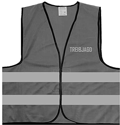Warnweste - Signalweste - TREIBJAGD - Warnweste mit reflektierendem Aufdruck - Größe XXL / 3XL, Grau