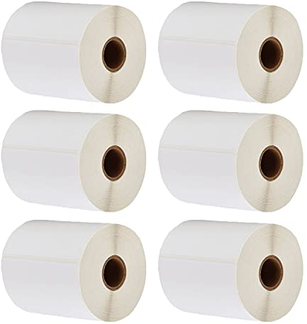 LEYF 100 mm x 150 mm - Thermo Etiketten - Selbstklebend - 1 Zoll Kern - 6 Rolle Pack Etikett x 370 St. Je Rolle = 2220 Label -Kompatibel für Etikettendrucker,kompatibel mit Zebra,DHL-UPS-DPD, ZEBRA6X