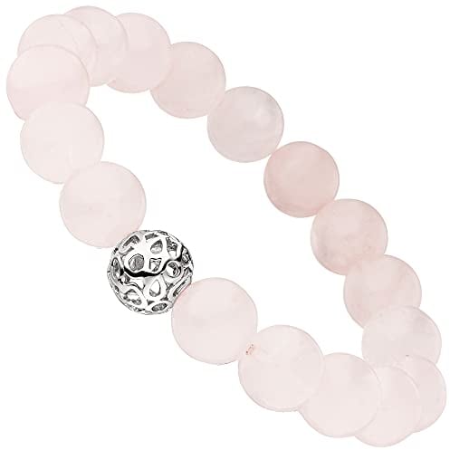 Jobo Damen-Armband mit Rosenquarz und 925 Sterling Silber