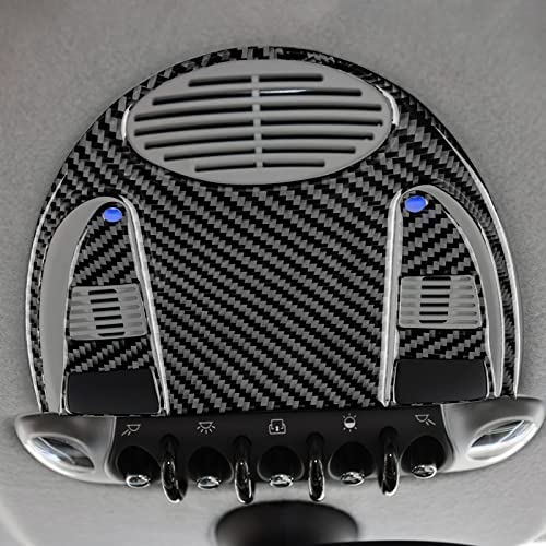 KUNGKIC 3 Stück Kohlefaser Auto Dach Leselicht Lampe Abdeckung Aufkleber Dekorative für Mini Cooper Hardtop R56 Clubman R55 R57 Carbon Fiber zubehör Innenraum 2007 2008 2009 2010 (Schwarz)
