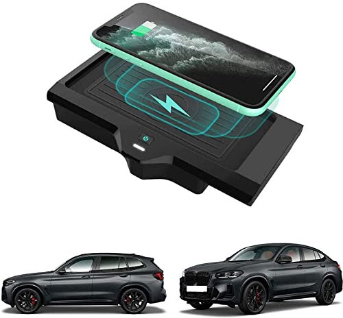 Cargador de Coche Inalámbrico para BM-W X3 X4 2018 2019 2020, Almohadilla de Carga de Carga RáPida de TeléFono Inteligente Consola Central Accesorios Panel con Puerto USB
