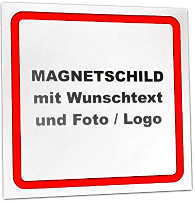 Kiwistar Magnetschild - mit Wunschtext und Foto individuell bedruckt - Werbung für Firma Büro personalisiert für Auto, KfZ LKW (weiß, 20x20 cm)