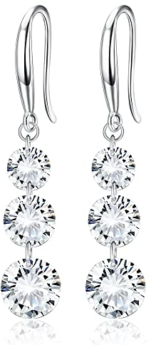 KALVICA 925 Sterling Silber Hängende Ohrringe mit Zirkonia Kristall - Wedding Long Drop Ohrringe für Damen und Mädchen