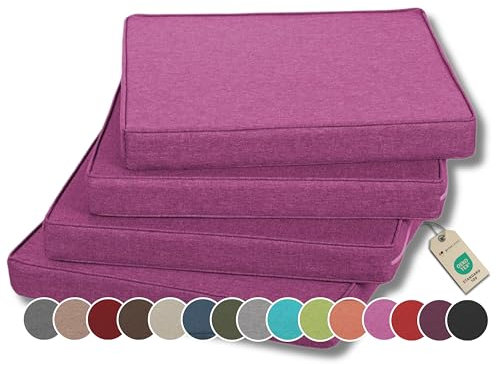 Gutekissen® Stuhlkissen Polsterauflage Auflage für Stühle/Bänke für Haus und Garten Sitzauflage Gartenkissen Sitzkissen viele Farben FK5 (50x50, Pink, 4)