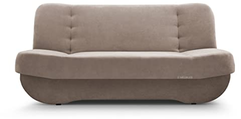 mb-moebel Sofa mit Schlaffunktion und Bettkasten, Kippsofa Schlafsofa Clic-Clack Couch für Wohnzimmer Federkern Sofagarnitur Polstersofa 192x90x87 cm - PAFOS (SORO 13 - Beige)