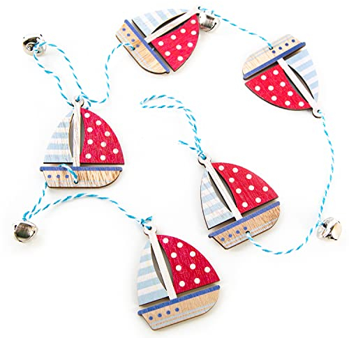 Logbuch-Verlag Segelschiffe Anhänger maritime Deko zum Hängen 100 cm rot blau Boote Gartendeko