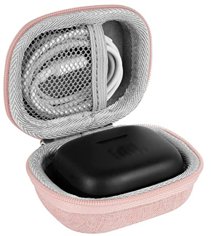 Geekria Shield - Funda para Auriculares Compatible con JBL Tune 130NC/230NC/Flex/Live Pro 2/Wave 300 True Wireless Earbuds, Funda rígida de Repuesto con Cable (Rosa)