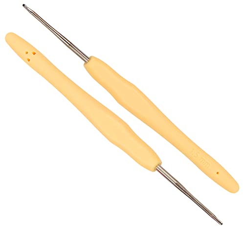 Coopay Häkelnadeln 1,5 mm, 2 Stück Kleine Häkelnadel für Amigurumi und Feines Häkeln, Spitze Häkelnadeln mit Weichem Griff, Kleine Häkelnadeln Ergonomisch TPR Griff Häkelnadeln 1,5 mm
