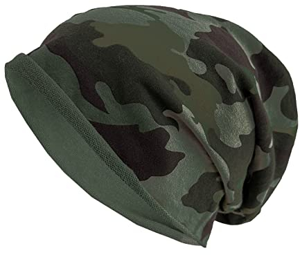 JOPHY & CO. Kappe aus 100% Baumwolle, elastisch und lang, Unisex, für Erwachsene, Männer, Frauen und Kinder, Hut im Slouch Stil, Light cod.1213, militärisches Tarnmuster, Einheitsgröße